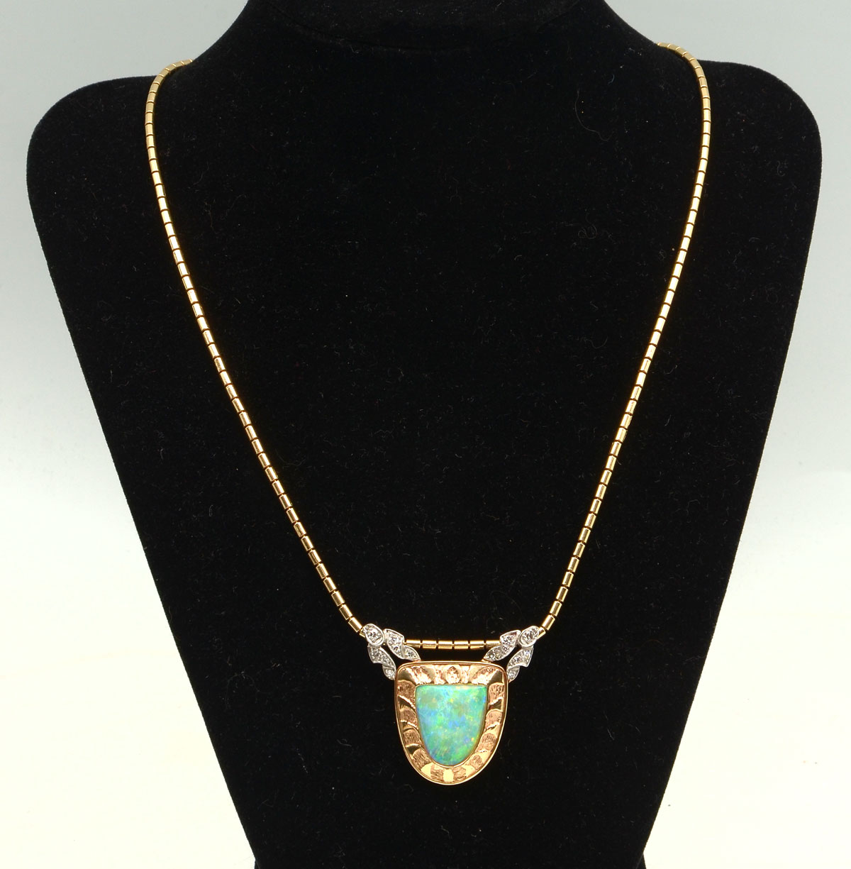 14K FIRE OPAL & DIAMOND ENHANCER ON