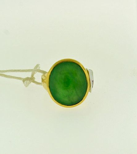 14K GENTS JADEITE JADE RINGG.I.A.