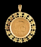 14K GOLD 1910 20 FRANCS GOLD C