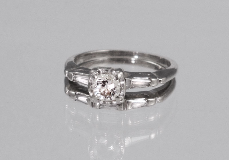 14K GOLD .50 CTW DIAMOND RING AND