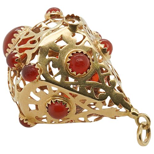 14K GOLD & AMBER ETRUSCAN STYLE