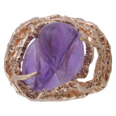 14K GOLD AMETHYST BRUTALIST ST