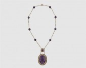 14K GOLD, AMETHYST, ENAMEL, AN