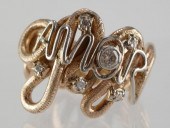 14K GOLD "AMOR" AND DIAMOND RI