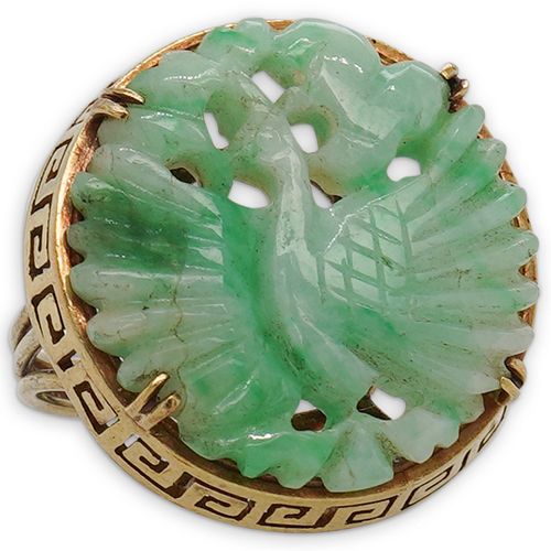 14K GOLD AND CARVED JADEITE