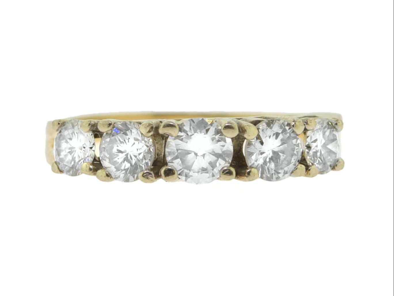 14K GOLD AND DIAMOND BAND. Five