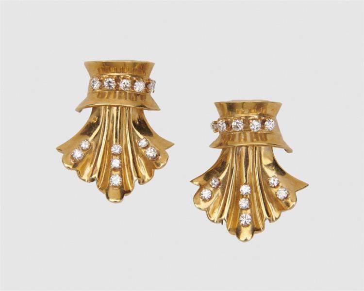 14K GOLD AND DIAMOND BROOCHES14K