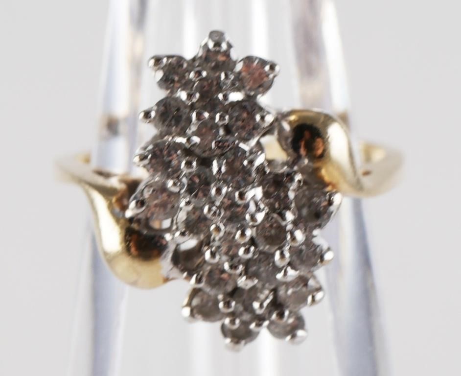 14K GOLD AND DIAMOND CLUSTER