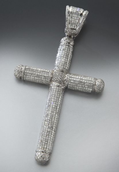 14K gold and diamond crossmounted