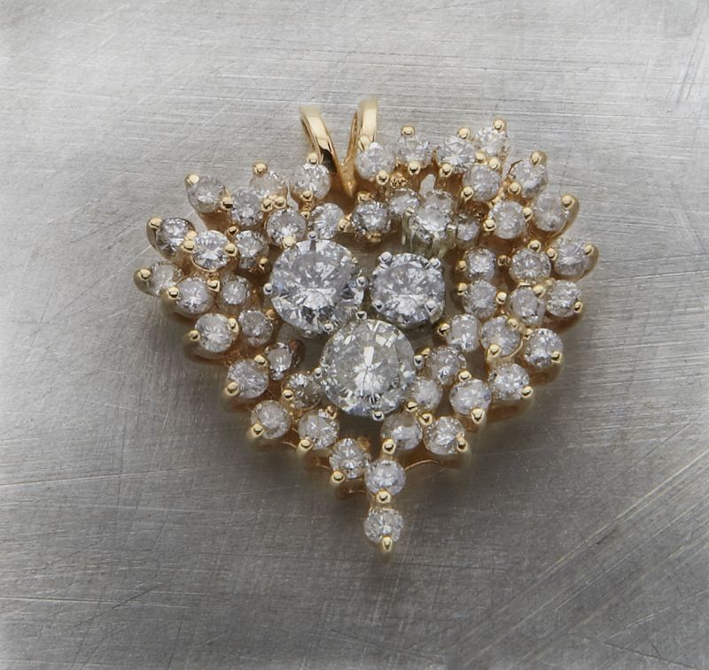14K gold and diamond heart shaped