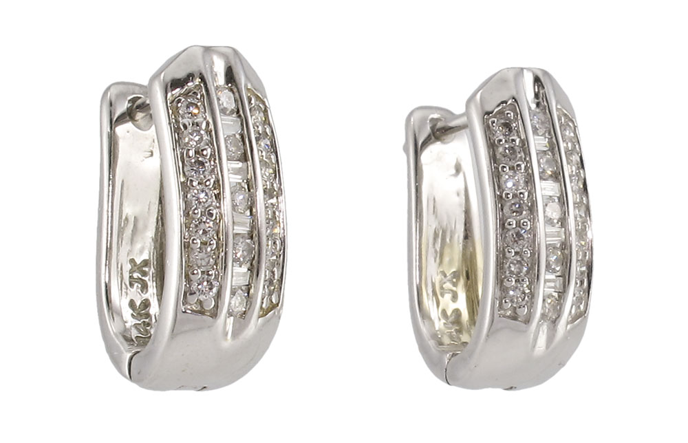 14K GOLD AND DIAMOND HUGGIE