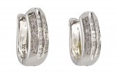 14K GOLD AND DIAMOND HUGGIE EA
