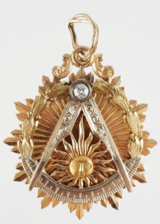 14K GOLD AND DIAMOND MASONIC