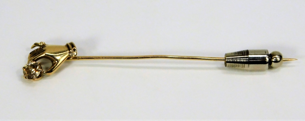 14K GOLD AND DIAMOND STICK PIN
