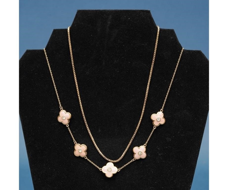 14k gold and enameled necklace with