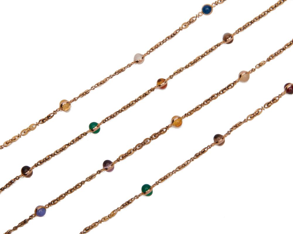 14K GOLD AND GEMSET NECKLACE14K