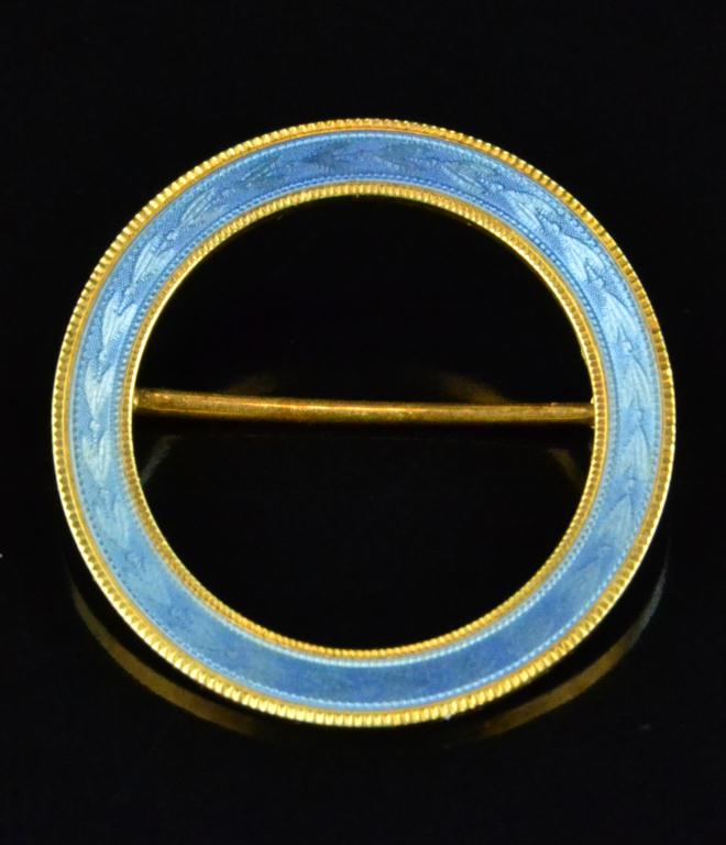 14K Gold And Guilloche BroochCircle