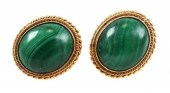 14K GOLD AND MALACHITE EARRING