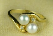 14K Gold and Pearl RingTwo pea