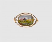 14K GOLD AND REVERSE PAINTED C
