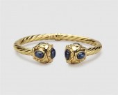 14K GOLD AND SAPPHIRE BANGLE B