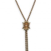 14K GOLD AND SAPPHIRE BOLO TIE