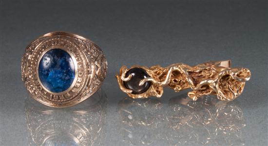 14K gold and star sapphire tie
