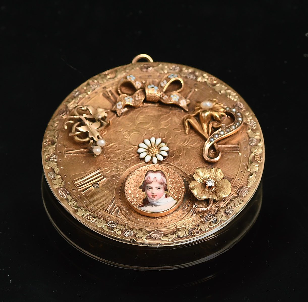 14K GOLD ANTIQUE CLOCK FACE