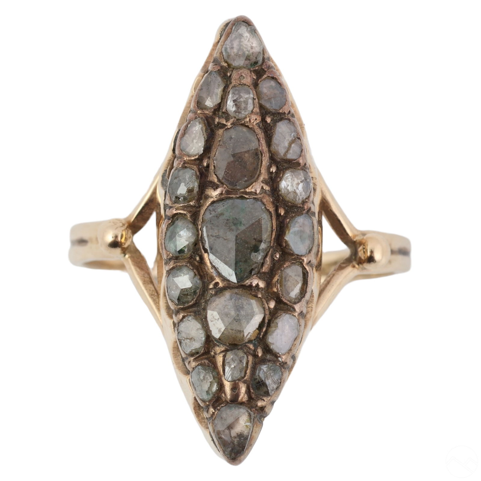14K GOLD ANTIQUE GEORGIAN ROSE