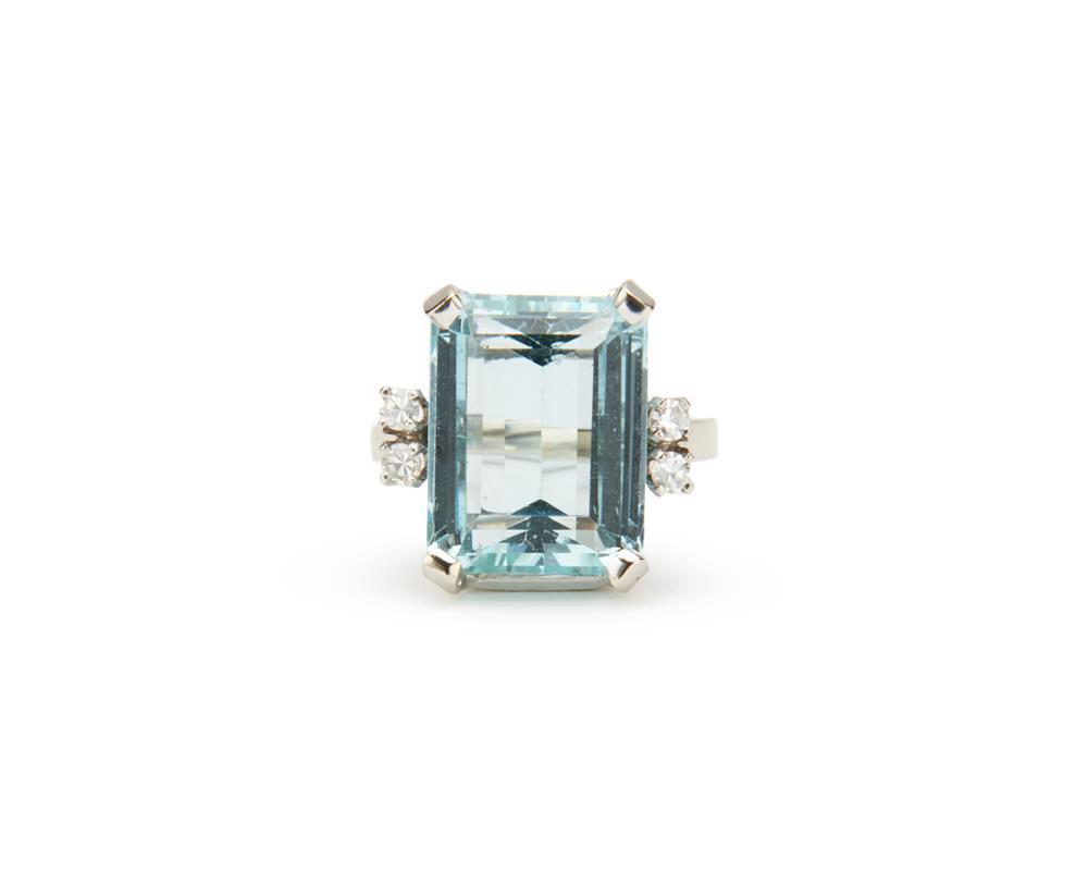 14K GOLD, AQUAMARINE, AND DIAMOND