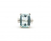 14K GOLD, AQUAMARINE, AND DIAM