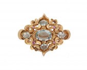 14K GOLD, AQUAMARINE, AND SAPP