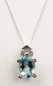 14K GOLD AQUAMARINE & DIAMOND