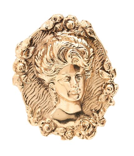 14K GOLD ART NOUVEAU FEMALE BUST