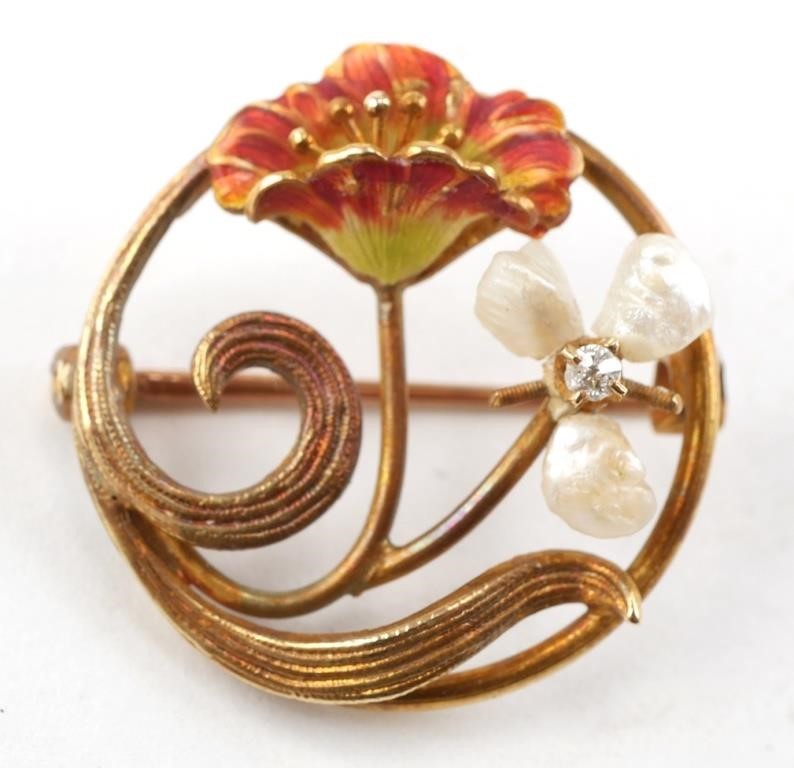 14K GOLD ART NOUVEAU PERIOD