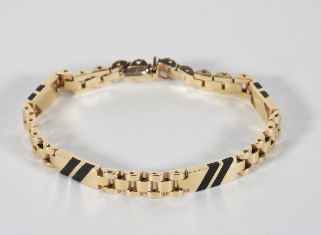 14K GOLD & BLACK ENAMEL LINK