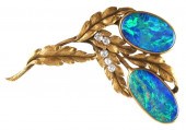 14K GOLD BLACK OPAL & DIAMONDS