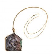 14K GOLD & BLACK OPAL PENDANT