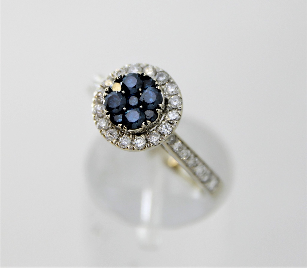 14K GOLD BLUE & WHITE DIAMOND