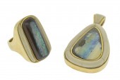 14K GOLD BOULDER OPAL PENDANT