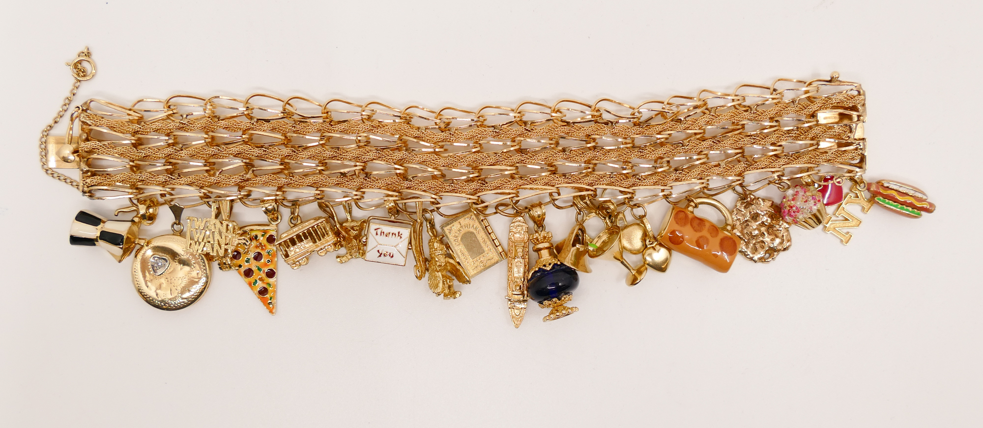 14K Gold Bracelet with Charms.