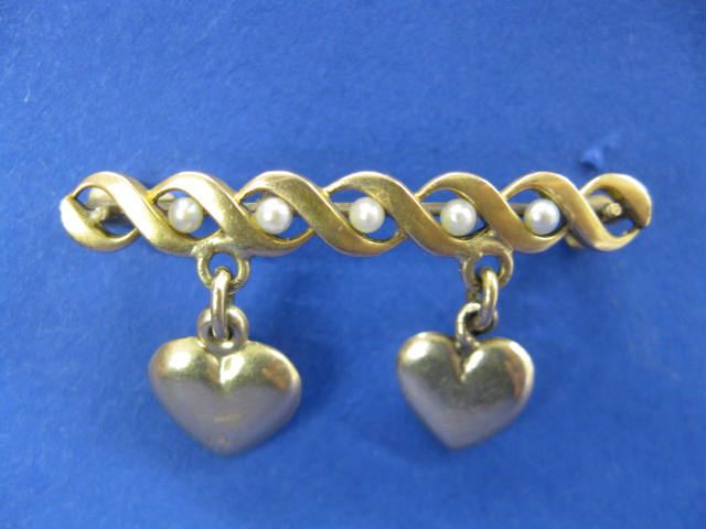 14k Gold Brooch fancy pearl studded