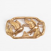 14K GOLD BROOCH OF TWO DUCKS T