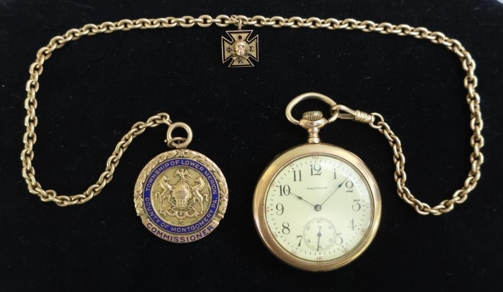14k gold cased Waltham open face