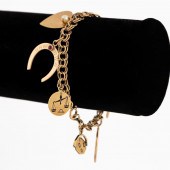 14K GOLD CHARM BRACELET W HORS
