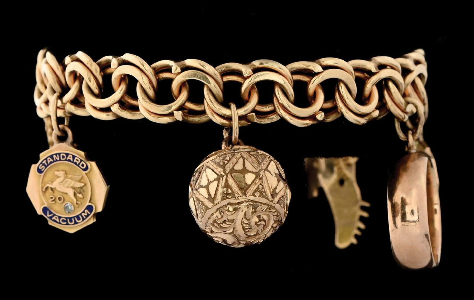 14K GOLD CHARM BRACELET W/10K