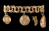 14K GOLD CHARM BRACELET W/10K