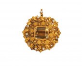 14K GOLD, CITRINE, AND PEARL P