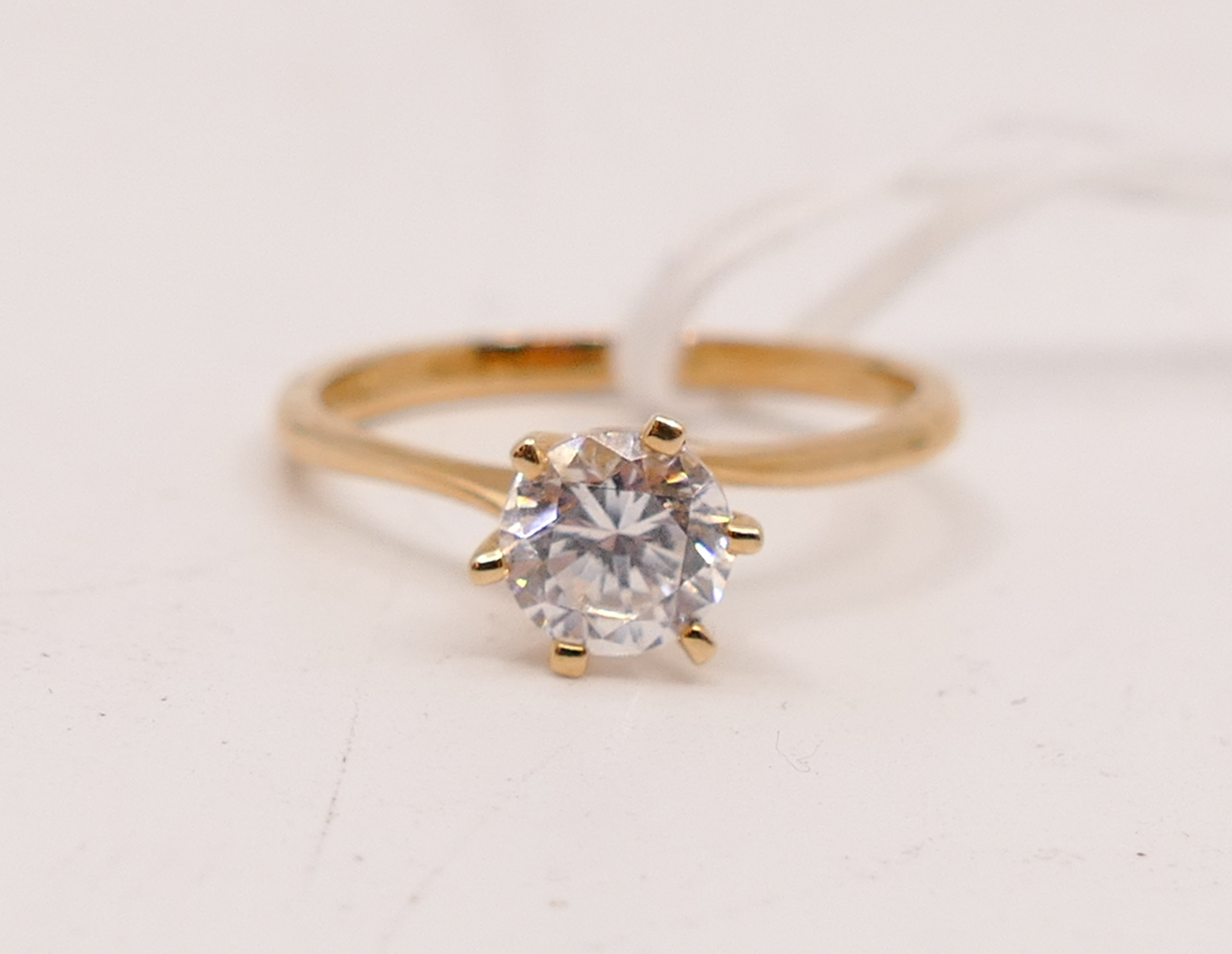 14K Gold & Clear Stone Solitaire