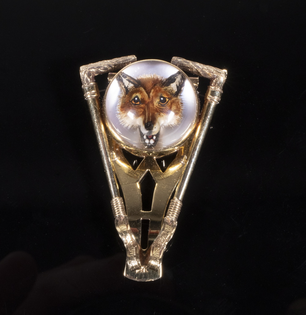 14K GOLD CLIP WITH FOXHEAD INTAGLIO